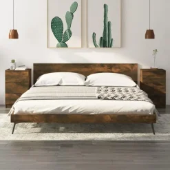 vidaXL - Nachtkastje - Bruin - Bewerkt hout - 2 stuks