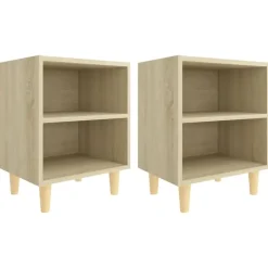 vidaXL - Nachtkastje - Bruin - Bewerkt hout - 2 stuks