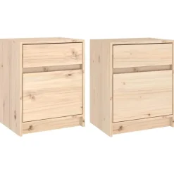 vidaXL - Nachtkastje - Bruin - Grenenhout - 2 stuks