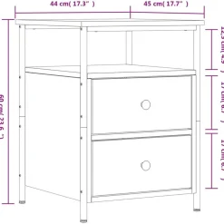 vidaXL - Nachtkastje - Bruin - Bewerkt hout - 2 stuks
