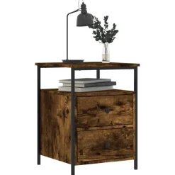 vidaXL - Nachtkastje - Bruin - Bewerkt hout - 2 stuks