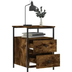 vidaXL - Nachtkastje - Bruin - Bewerkt hout - 2 stuks