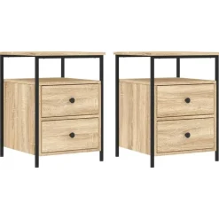 vidaXL - Nachtkastje - Bruin - Bewerkt hout - 2 stuks