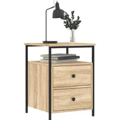 vidaXL - Nachtkastje - Bruin - Bewerkt hout - 2 stuks