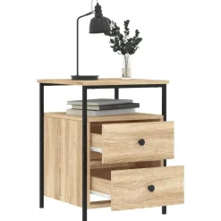 vidaXL - Nachtkastje - Bruin - Bewerkt hout - 2 stuks