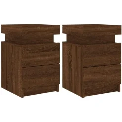 vidaXL - Nachtkastje - Bruin - Bewerkt hout - 2 stuks