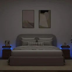 vidaXL - Nachtkastje - Bruin - Bewerkt hout - 2 stuks