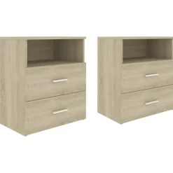 vidaXL - Nachtkastje - Bruin - Bewerkt hout - 2 stuks