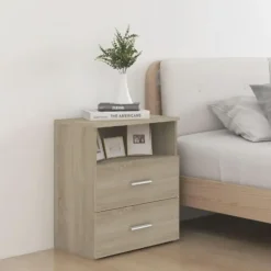 vidaXL - Nachtkastje - Bruin - Bewerkt hout - 2 stuks