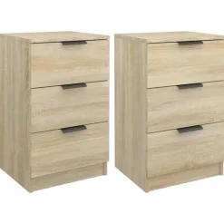 vidaXL - Nachtkastje - Bruin - Bewerkt hout - 2 stuks