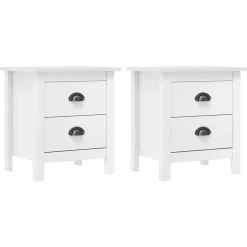 vidaXL - Nachtkastje - Wit - Grenenhout - 2 stuks