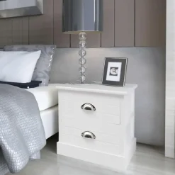 vidaXL - Nachtkastje - Wit - Paulowniahout