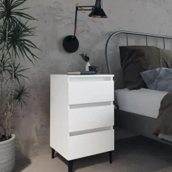 vidaXL - Nachtkastje - Wit - Bewerkt hout