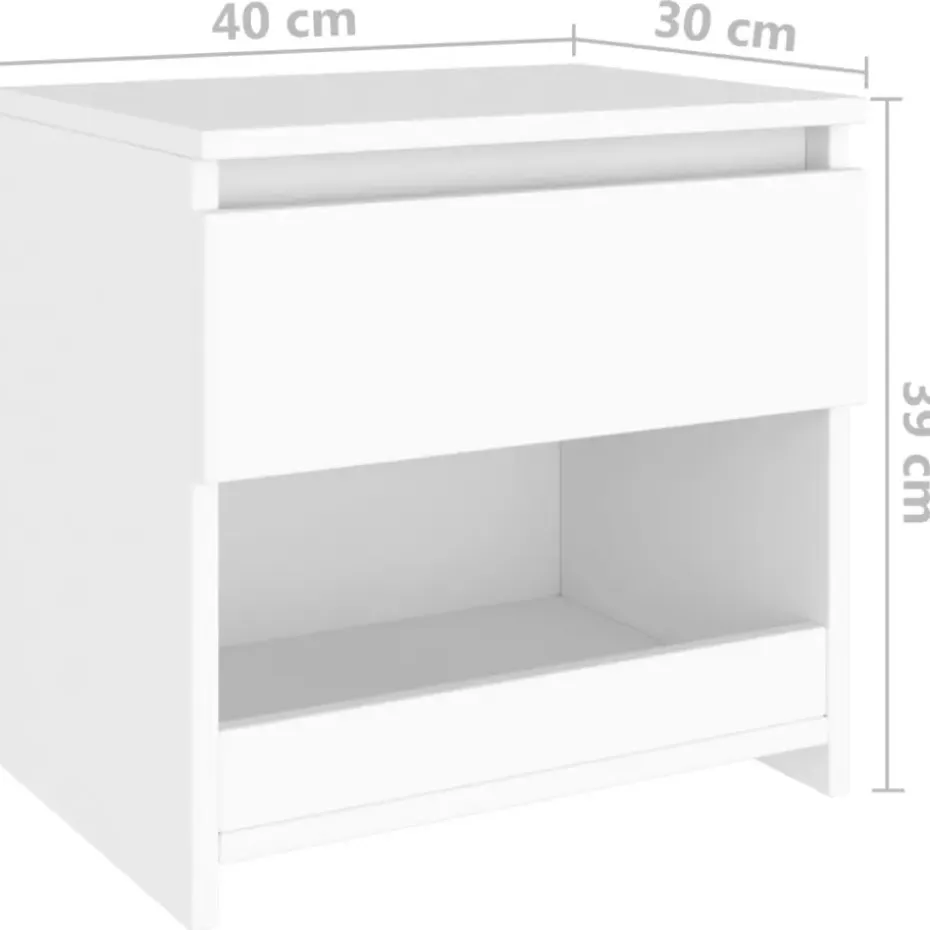 vidaXL - Nachtkastje - Wit - Bewerkt hout - 2 stuks