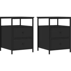 vidaXL - Nachtkastje - Zwart - Bewerkt hout - 2 stuks