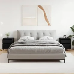 vidaXL - Nachtkastje - Zwart - Bewerkt hout - 2 stuks