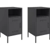 vidaXL - Nachtkastje - Zwart - Staal - 2 stuks