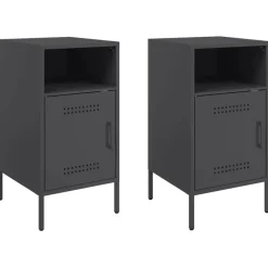 vidaXL - Nachtkastje - Zwart - Staal - 2 stuks