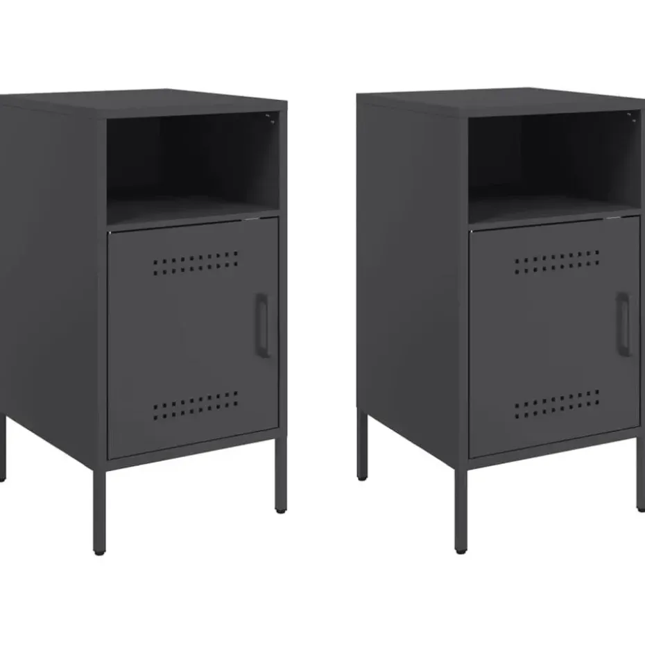 vidaXL - Nachtkastje - Zwart - Staal - 2 stuks