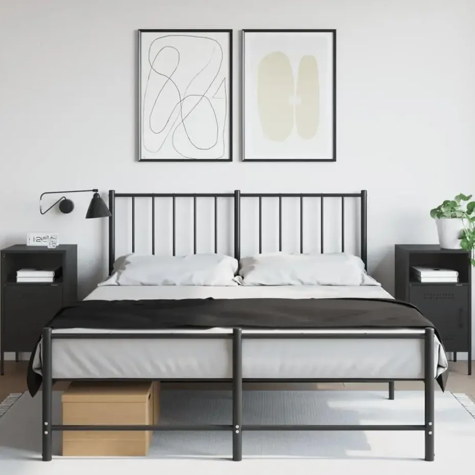 vidaXL - Nachtkastje - Zwart - Staal - 2 stuks