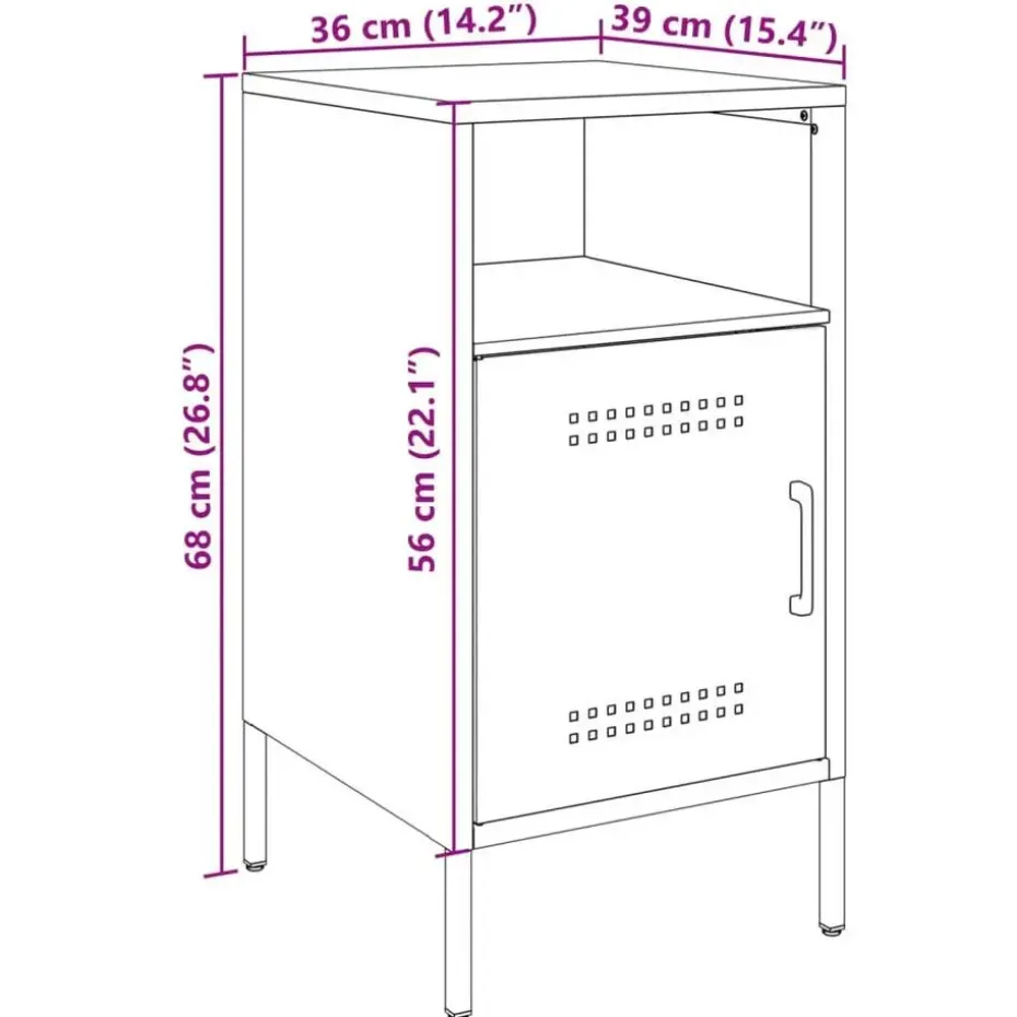 vidaXL - Nachtkastje - Zwart - Staal - 2 stuks