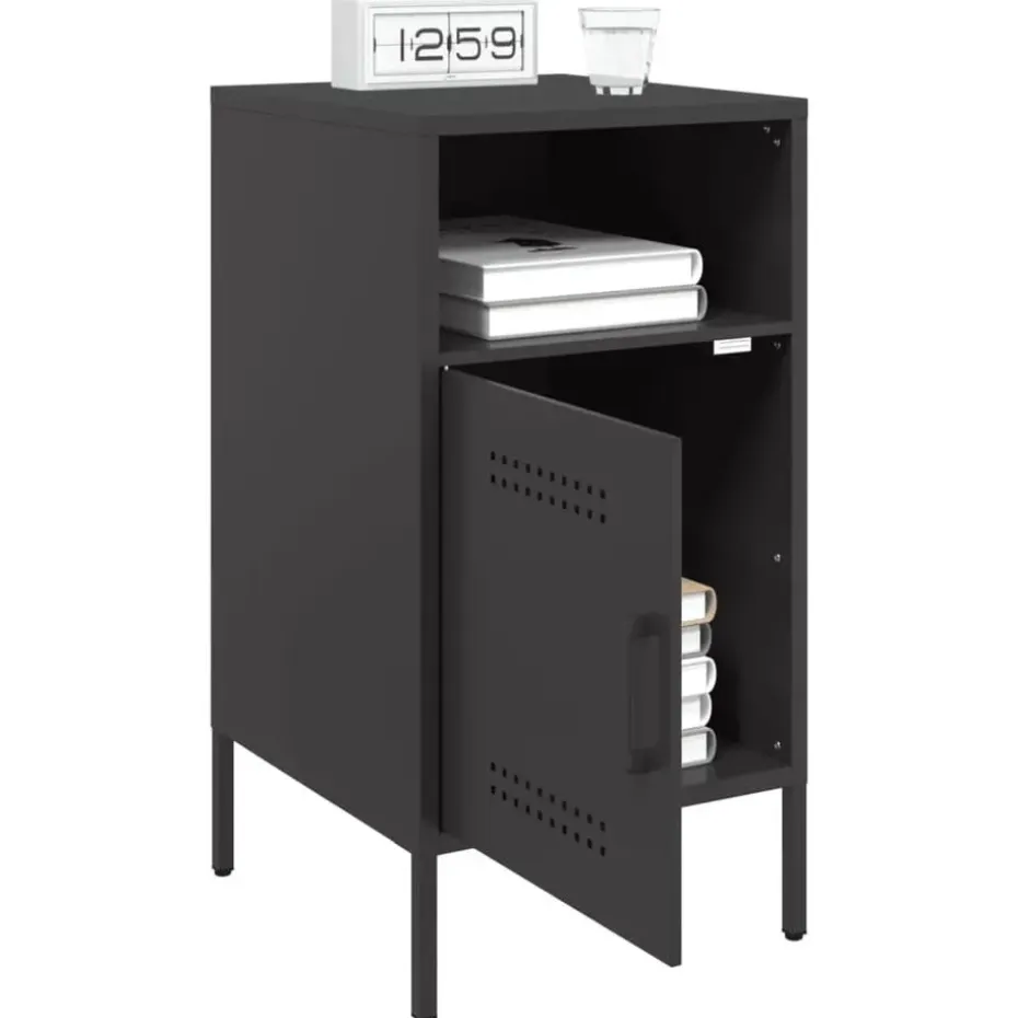 vidaXL - Nachtkastje - Zwart - Staal - 2 stuks