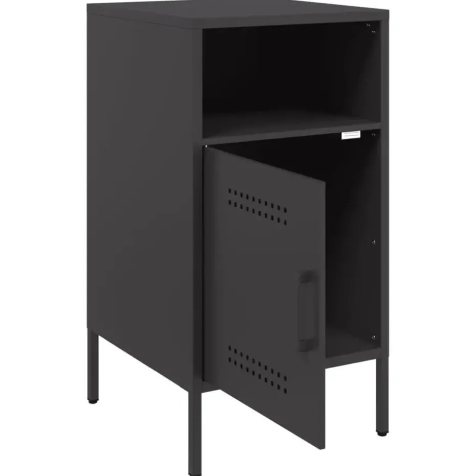 vidaXL - Nachtkastje - Zwart - Staal - 2 stuks