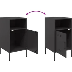 vidaXL - Nachtkastje - Zwart - Staal - 2 stuks