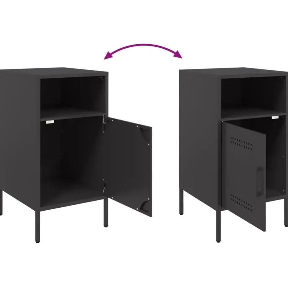 vidaXL - Nachtkastje - Zwart - Staal - 2 stuks