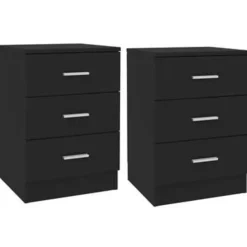 vidaXL - Nachtkastje - Zwart - Bewerkt hout - 2 stuks