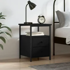 vidaXL - Nachtkastje - Zwart - Bewerkt hout