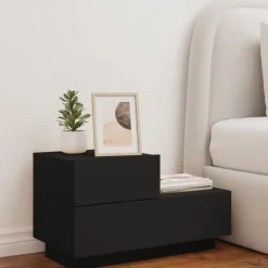 vidaXL - Nachtkastje - Zwart - Bewerkt hout