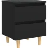 vidaXL - Nachtkastje - Zwart - Grenenhout
