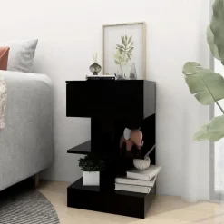 vidaXL - Nachtkastje - Zwart - Bewerkt hout - 2 stuks