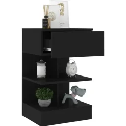 vidaXL - Nachtkastje - Zwart - Bewerkt hout - 2 stuks