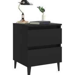 vidaXL - Nachtkastje - Zwart - Bewerkt hout - 2 stuks