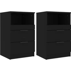 vidaXL - Nachtkastje - Zwart - Spaanplaat - 2 stuks