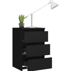 vidaXL - Nachtkastje - Zwart - Bewerkt hout - 2 stuks