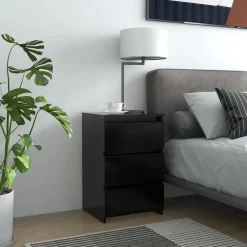vidaXL - Nachtkastje - Zwart - Bewerkt hout