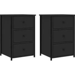 vidaXL - Nachtkastje - Zwart - Bewerkt hout - 2 stuks