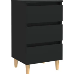 vidaXL - Nachtkastje - Zwart - Bewerkt hout