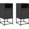 vidaXL - Nachtkastje - Zwart - Staal - 2 stuks