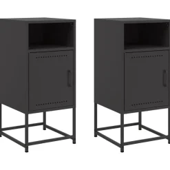 vidaXL - Nachtkastje - Zwart - Staal - 2 stuks