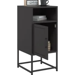 vidaXL - Nachtkastje - Zwart - Staal - 2 stuks