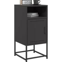 vidaXL - Nachtkastje - Zwart - Staal - 2 stuks