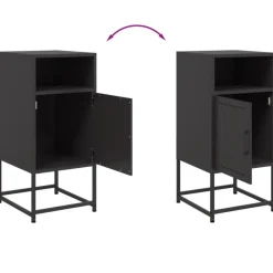 vidaXL - Nachtkastje - Zwart - Staal - 2 stuks