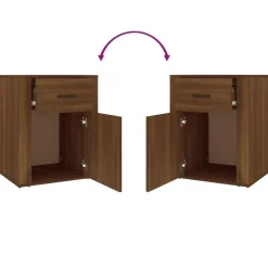 vidaXL - Nachtkastje met lade en deur - Bruin eiken - Bewerkt hout - 50x36x60 cm