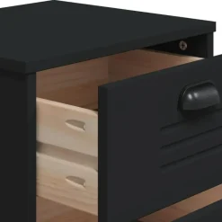 vidaXL - Nachtkastje VIKEN met metalen poten en 3 lades - Zwart - 40x35x80 cm