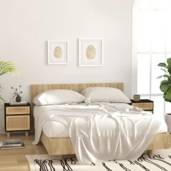 vidaXL - Nachtkastjes - Zwart - Grenenhout en natuurlijk rattan - 2 stuks