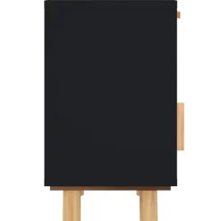 vidaXL - Nachtkastjes - Zwart - Grenenhout en natuurlijk rattan - 2 stuks